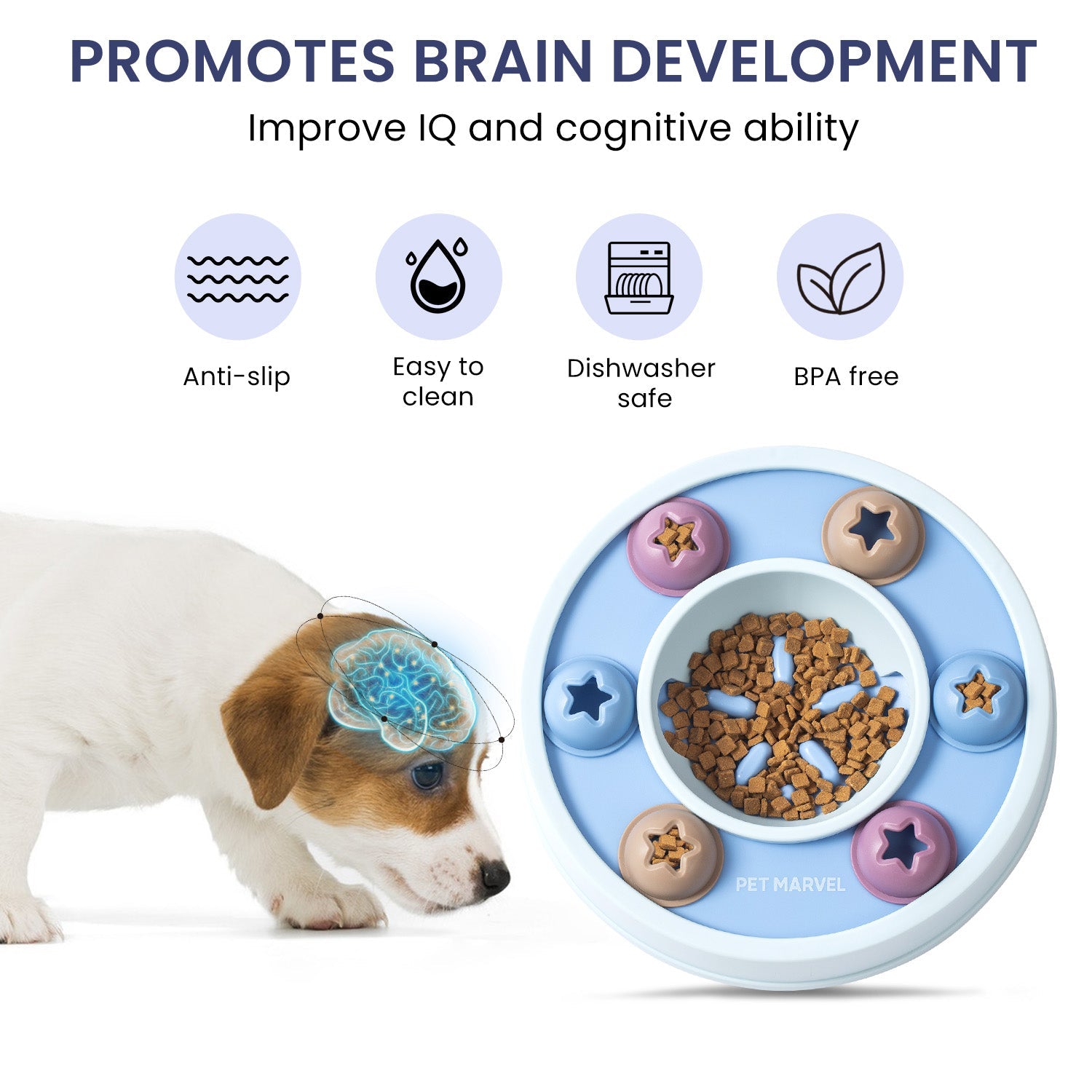 PETMARVEL 3-Level Interactive Dog Puzzle Toy — Treat Dispensing Brain Game