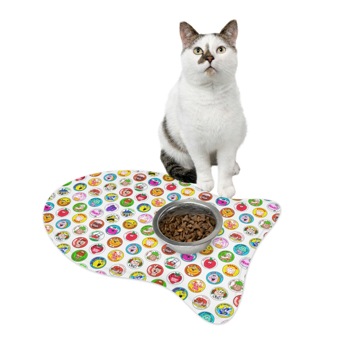 Cute Pet Feeding Mat — Non-Slip, Absorbent, Bone & Fish Shapes