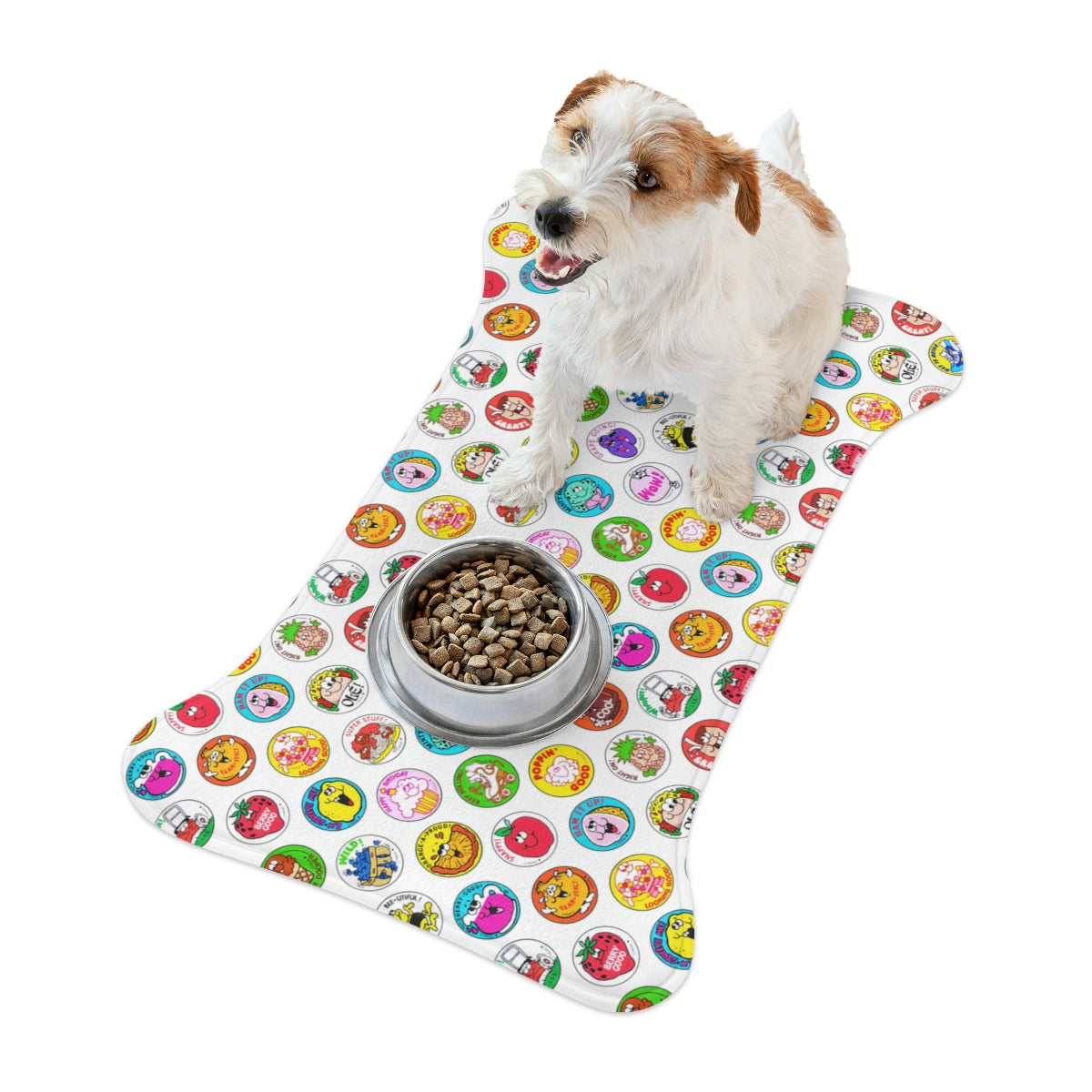 Cute Pet Feeding Mat — Non-Slip, Absorbent, Bone & Fish Shapes