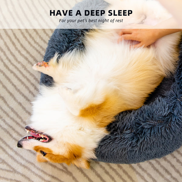 Anti-Anxiety Plush Donut Dog & Cat Bed — Washable, Fluffy & Orthopedic