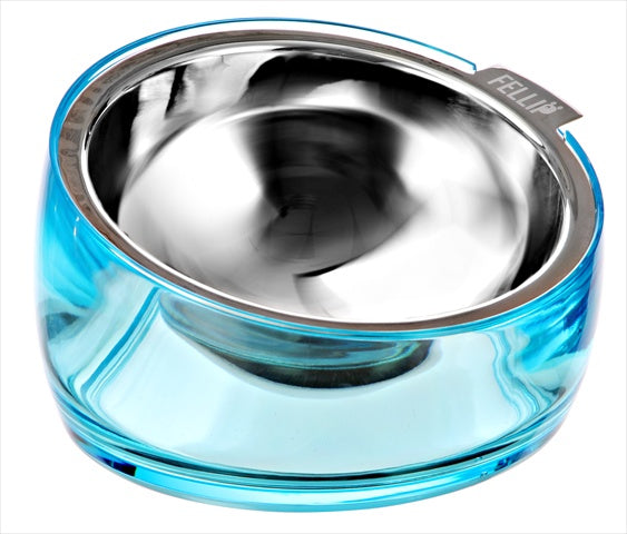 Felli Oblik Sapphire Stainless Steel Pet Bowl — Tilted Design